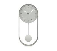 Modern Pendulum Clock Large Wall Clock without Ticking Noises I Handmade Metal I Quartz Movement I 35 x 16 cm I Colour Silver Grey