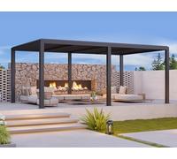 Modern Pergola 6x3.68m - Adjustable Aluminum Slats 22.08m² Outdoor Garden Gazebo Stylish Patio Cover for Terrace & Courtyard Spaces Grey Design