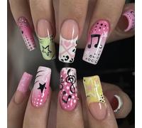 Modern Persist Hoofs Highlighting Fun Musical Record and Glowing Celebratory Y2kbug Aesthetic Long Permanent Comfortable Artificial for Women Modern Cartoon
