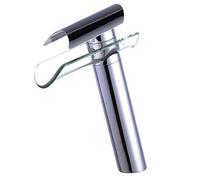 Modern Personality Chrome Waterfall Basin Mixer Faucet Solid Brass with Bright Green Safety Glass Spout Single Lever Mixer Tap for Bathroom,Bathroom Sink Taps Interesting Life