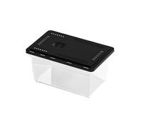 Modern PET Household Fish Tank Turtle Tank Outdoor Catcher Special Container Household Feeding Box with Sliding Lid Desktop Display(Black,27x17.5x14.5cm)