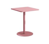 Modern Petite Square Side Table 60cm Colorful Metal Café Table Forged Iron Accent Table for Living Room Balcony Patio Small Space Dining (Pink)
