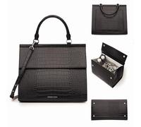 Modern Picnic Vegan Leather Lunch Bag for Women, Insulated Cooler Lunch Bag, Black