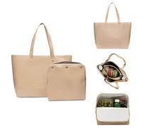 Modern Picnic Vegan Leather Tote Bag for Women, Travel Tote with Luggage Sleeve for Work/Office/Outdoor As Seen on Shark Tank