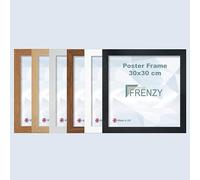 Modern Picture Frame 30x30 cm, In Multiple Colours Black/White/Oak/Walnut/Silver/Dark Oak, With Safe Perspex Sheet & Wall Hanging Hooks 30x30 cm, Poster Frame Square Photo Frames (BLACK)