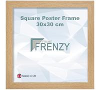 Modern Picture Frame 30x30 cm Oak Square Poster Frames 30x30 cm Wall Frame With Safe Perspex Sheet & Wall Hanging Hooks