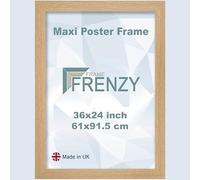 Modern Picture Frame 91.5 x 61cm Oak Poster Frames 36x24 inch - With Perspex Front & Wall Hanging Hooks - 91.5 x 61cm Maxi Poster Frames 91.5 x 61cm Frame 36" x 24" (91.5 x 61cm) Oak