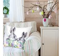 Modern Pillows Decorative Throw Pillows Rabbit Cushion Bunny Cover Cover For Easter Decoration Cute Home Textiles Real Satin Pillowcase (C, One Size)