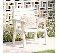 Modern Pine Wood Outdoor Bench - One-Piece Slat Design for Terrace Lawn Balcony Courtyard & Indoor Use - Stylish White Finish 60cm/24in