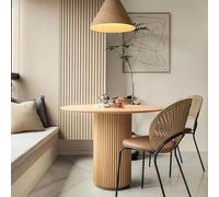 Modern Pine Wood Round Dining Table, Farmhouse Kitchen & Dining Room Pedestal Table, Leisure Coffee Table for 2-4, 27.6" L x 27.6" W x 29.5" H, Rustic Wood h