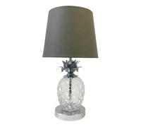 firstchoicelighting Modern Pineapple Design Touch Operated Table Lamp or Bedside Light - Chrome with Grey Shade Touch Lamp LED Compatible 42cm Tall