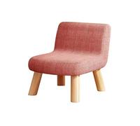 Modern Pink Backrest Small Stool - Fabric Accent Chair & Side Table, Shoe Bench with Wooden Legs, 40cm Height Footstool Ottoman for Living Room, Stylish & Functional