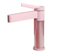 Modern Pink Brass Single Handle Bathroom Sink Faucet, Deck Mount Acrylic Body, One Hole Washbasin Tap, Stylish Water Mixer for Contemporary Bathrooms