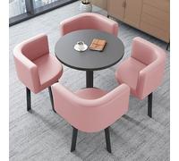 Modern Pink Dining Table Set with 4 Soft Chairs Metal Base & NonSlip PadsIdeal Conference Table for Kitchen Dining Room & Reception Area