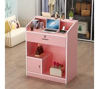 Modern Pink Reception Counter Desk with Lockable Drawer Stylish Office Lobby & Beauty Salon Furniture 80x40x92cm & Functional Design for Retail Spaces