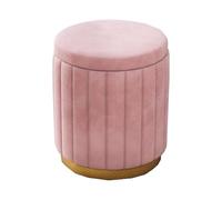 Modern Pink Round - Upholstered Makeup Stool & Footrest with Storage, Soft Flannel Fabric Footstool for Living Room & Bedroom Decor.