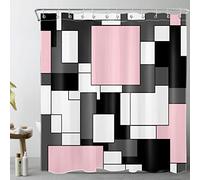 Modern Pink Shower Curtain for Bathroom, Grey Black and White Abstract Mid Century Minimalist Geometric Shower Curtains 72X72 inch Polyester Fabric Bathroom Decoration Bath Curtains Hooks Included