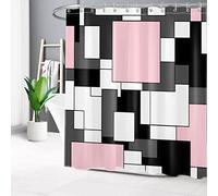 Modern Pink Shower Curtain for Bathroom, Grey Black and White Abstract Mid Century Minimalist Geometric Shower Curtains 72X78 inch Polyester Fabric Bathroom Decoration Bath Curtains Hooks Included