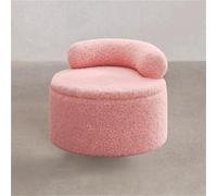 Modern Pink Storage Footstool, Round Vanity Chair with Backrest, Stylish Footrest for Living Room, Bedroom & Study Room Decor