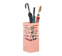 Modern Pink Umbrella Stand Holder - Stylish Hollow-Out Design for Indoor/Outdoor Use, Square Walking Stick and Umbrella Rack for Hallway Storage