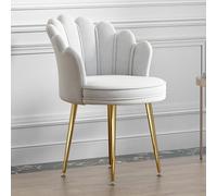 Modern Pink Velvet Dining Chair with Petal Back, Stylish Office Stool, Leisure Armchair with Metal Legs, Height 47cm, Gray - Chic and Comfortable Seating