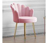 Modern Pink Velvet Dining Chair with Petal Back Stylish Office Stool Leisure Armchair with Metal Legs Height 47cm Elegant Seating for Dining and Home Decor