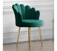 Modern Pink Velvet Dining Chair with Petal Back Stylish Office Stool Leisure Armchair with Metal Legs Height 47cm Green Accent for Home & Office Use.