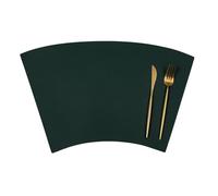 Modern Placemats for Dining Table, Table Placemats Leather Set of 2 Dark Green Beige Sector Double-Sided 16.9x10.6inch