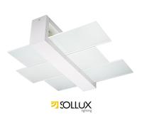Modern Plafond Ceiling Lamp FENIKS 2 Wood Glass White E27 LED SOLLUX Living room