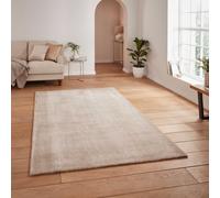 Modern Plain Shaggy Easy To Clean Stain-Resistant Area Rug The Rug Shop UK Beige 60cm x 115cm