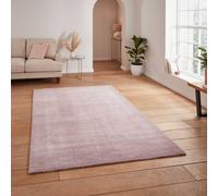 Modern Plain Shaggy Easy To Clean Stain-Resistant Area Rug The Rug Shop UK Pink 80cm x 150cm