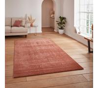 Modern Plain Shaggy Easy To Clean Stain-Resistant Area Rug The Rug Shop UK Terracotta 60cm x 115cm