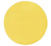 Modern Plain Yellow Rug - Soft Short Pile - Ø 133 cm