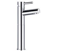 Modern Plan High Rise Mono Basin Sink Mixer Tap Solid Brass + Free Push Button Waste - Chrome Finish