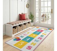 Modern Playful Long Runner Rug 60x120 cm for Bedside Laundry, Non Slip Cartoon Letter Gaming Rainbow Cloud Runner Carpets - Narrow Off-White Rugs Washable Carpet for Hallway Stair Entryway Kitchen