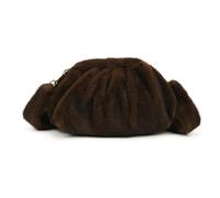 Modern Pleated Furry Plush Purse Lightweight Water Crossbody Bag with Adjustable Belt Strap for Women Girls Pleated Handbag, Coffee Color, Mass Beauty
