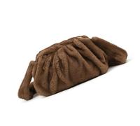 Modern Pleated Furry Plush Purse Lightweight Water Crossbody Bag with Adjustable Belt Strap for Women Girls Pleated Handbag, Khaki, Mass Beauty