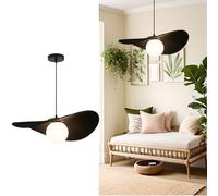 Modern Pleated Pendant Light, White Shell Shaped Hanging Ceiling Light Fixture, Contemporary Minimalist Petal Fan Chandelier for Dining Room Living Room Bedroom Kitchen Island(Black)