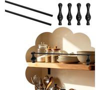 Modern Polished Aluminum Shelf Rails Set of 2, Thin Metal Cabinet Railing Hardware, Anti-Fall Bookshelf Shelf Guard Rail for Open Shelves(Black C,40in(102cm))