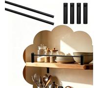 Modern Polished Aluminum Shelf Rails Set of 2, Thin Metal Cabinet Railing Hardware, Anti-Fall Bookshelf Shelf Guard Rail for Open Shelves(Black B,8in(20cm))