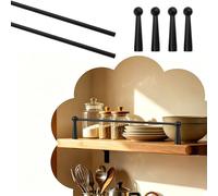 Modern Polished Aluminum Shelf Rails Set of 2, Thin Metal Cabinet Railing Hardware, Anti-Fall Bookshelf Shelf Guard Rail for Open Shelves(Black A,14in(36cm))