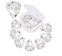 Modern Polka Dot Pattern Print Guitar Picks 12 Pack Guitar Plectrums with Storage Box Bass Picks For Acoustic Guitar Bass Electric Ukulele Includes 0.46mm, 0.71mm, 0.96mm