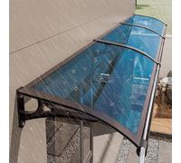 Modern Polycarbonate Awning for & Doors - Exterior Overhang Canopy with Aluminum Bracket Rain Gutters UV & Snow Protection (L80*W2)