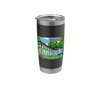 Modern Pop Art Forest Cabin Mid-Century Comic Style Design Stainless Steel Insulated Tumbler