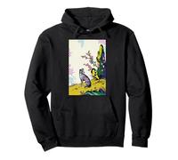 Modern Pop Art Greyhound with Asian Nature Design Pullover Hoodie