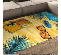 Modern Pop Art Rug Tropical Coastal Beach Palm Leaf Design Area Rugs Easy Care Indoor Outdoor Small Carpet for Bedroom Patio Backyard 80x150cm
