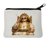 Modern Pope Sitting on Throne Neoprene Coin Purse Pouch 10x11cm White
