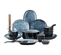 Modern Porcelain Dinnerware Set for 8 People, Marble Gray Series Dishware Sets, Includes Kitchen Plates and Bowls Sets, Ceramic Dish Set,Green-29Pcs