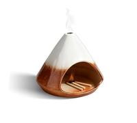 Modern Porcelain Palo Santo Holder, Cone Chiminea Incense Burner, Sticks Sage Incense Holder Clay Smudge Bowl for Yoga, Meditation, Energy Cleansing Shower, Men Women Anxiety Relief (White and brown)