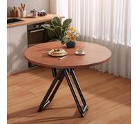 Modern Portable Expandable Dining Table - Space-Saving Round/Square Farmhouse Table Free-Standing Leisure Furniture Dark Brown 70 cm - Perfect for Indoor & Outdoor Use